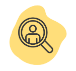 Illustration of a magnifying glass with a person in the center of it