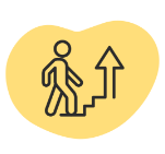 Illustration of a person walking up stairs