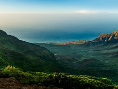 A panoramic vista of Kalalau Vall in Hawaii