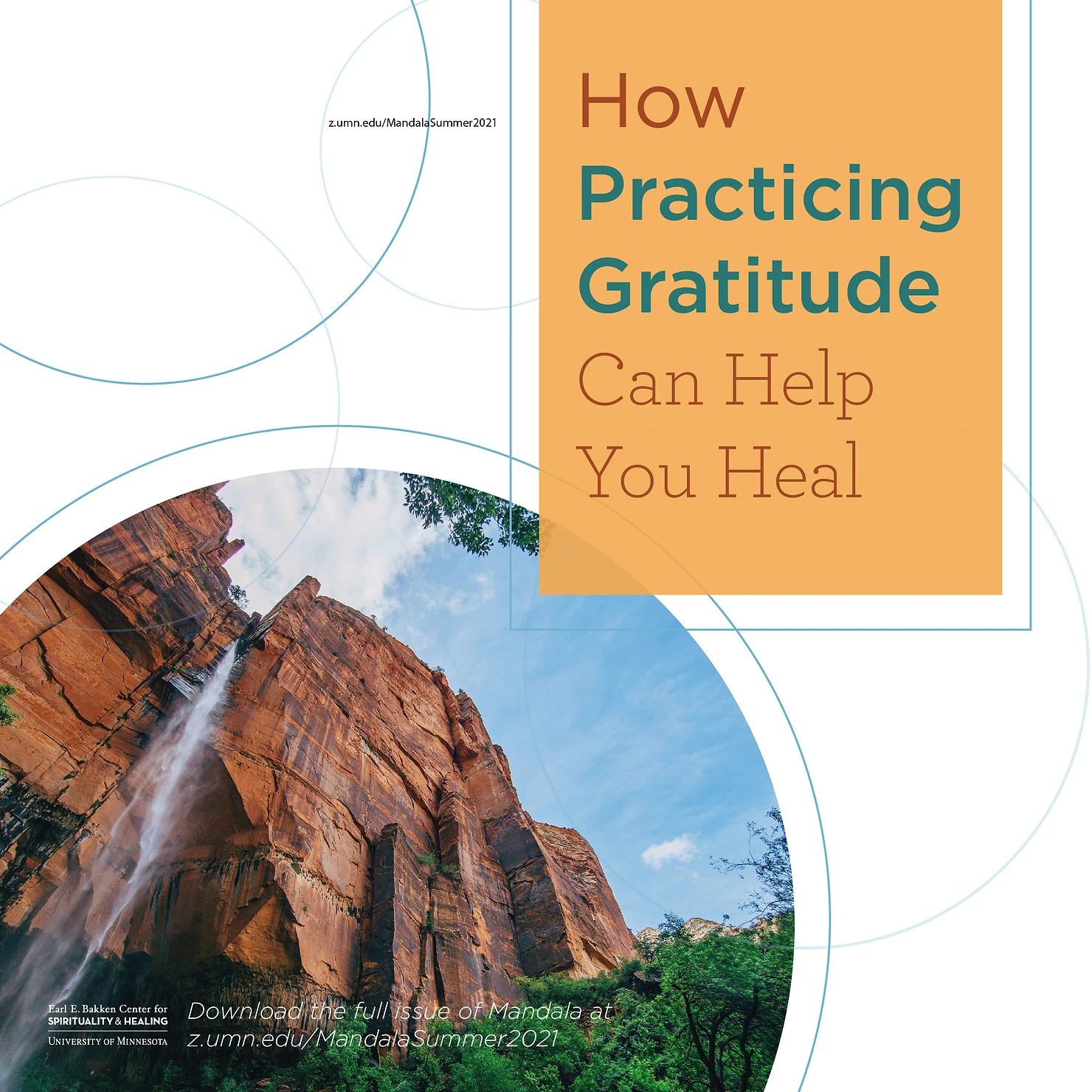 "how practicing gratitude can help you heal" text with a mountain in the background